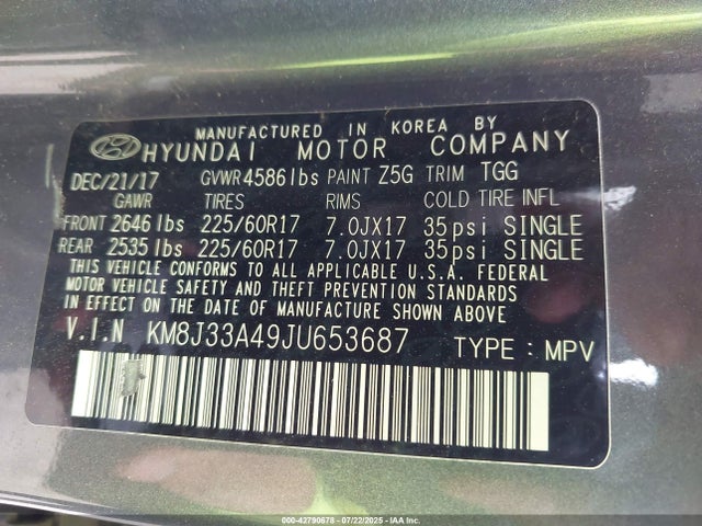 KM8J33A49JU653687 Hyundai gdi nu