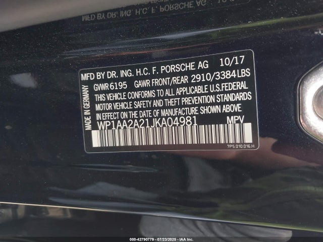 Porsche Cayenne 2018 WP1AA2A21JKA04981 Image 9