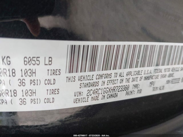 2C4RC1GGXHR723380 Chrysler Pacifica