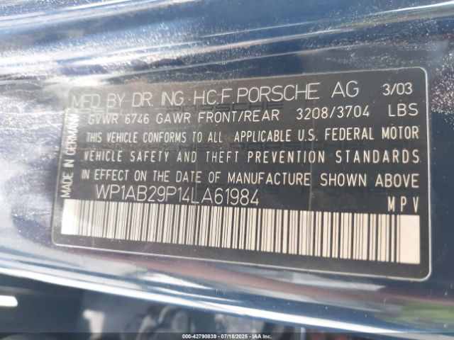 2004 PORSCHE CAYENNE WP1AB29P14LA61984 Photo 8
