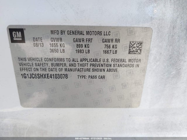 1G1JC6SHXE4103078 Chevrolet luw