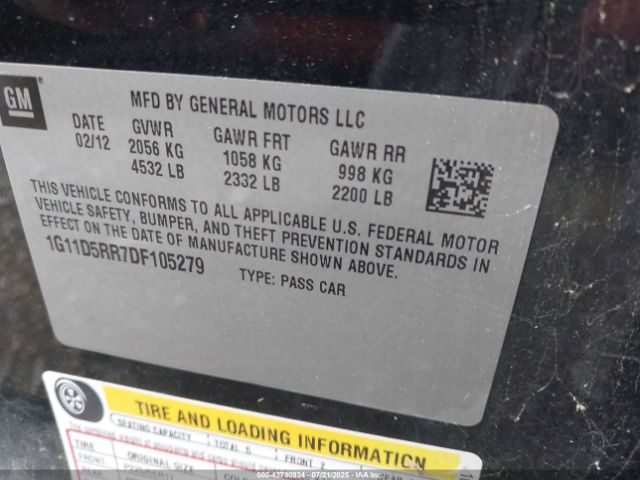 2013 CHEVROLET MALIBU 1G11D5RR7DF105279 Photo 8