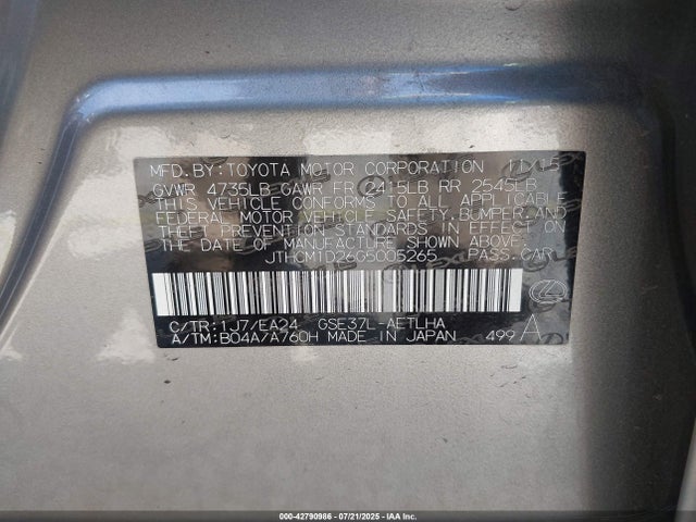 Lexus 2gr-fse 2016 JTHCM1D26G5005265 Image 9