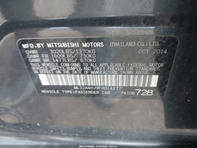 2015 MITSUBISHI MIRAGE ML32A4HJ9FH014177 Photo 8
