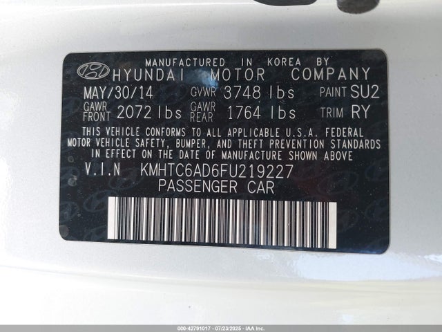 KMHTC6AD6FU219227 Hyundai dohc gdi gamma