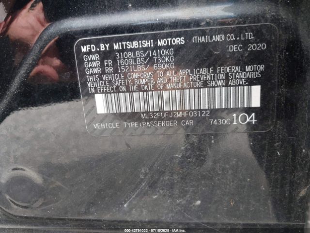 2021 MITSUBISHI MIRAGE ML32FUFJ2MHF03122 Photo 8