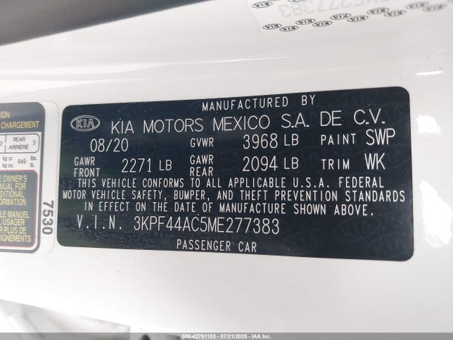 KIA t-gdi gamma 2021 3KPF44AC5ME277383 Image 9