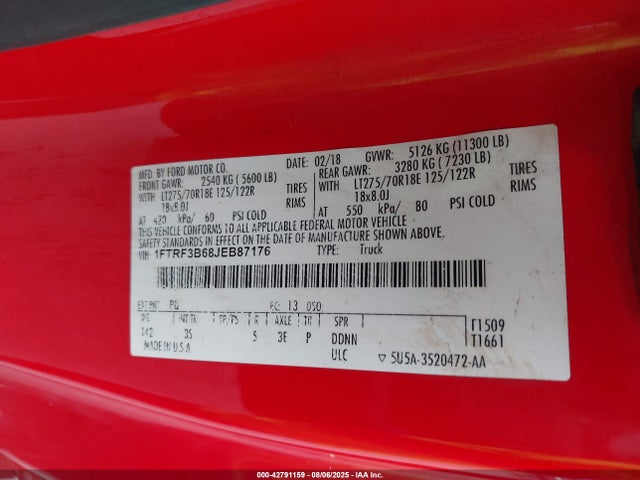 Aukcja sprzedaży 2018 Ford F-350 Xlt, vin: 1FTRF3B68JEB87176, numer aukcji: 42791159