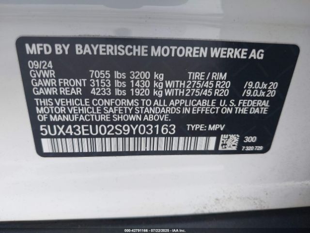2025 BMW X5 PHEV 5UX43EU02S9Y03163 Photo 8