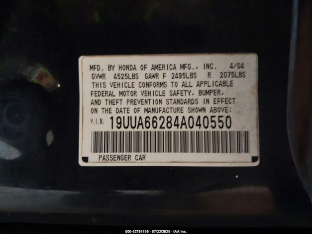 2004 ACURA TL 19UUA66284A040550 Photo 8