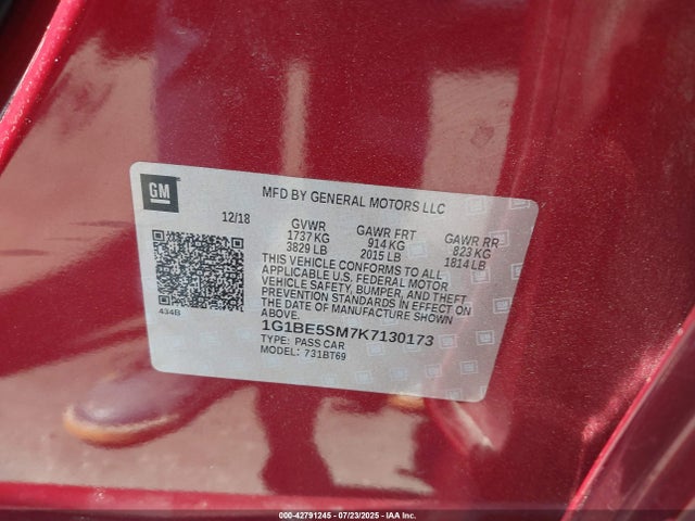 1G1BE5SM7K7130173 Chevrolet le2 -di: direct injection, vvt: variable valve timing, gen, alum