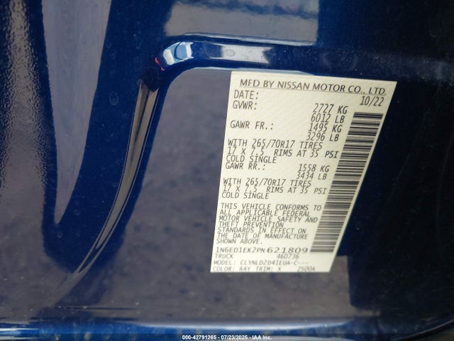 Nissan Frontier 2023 1N6ED1EK2PN621809 Image 9