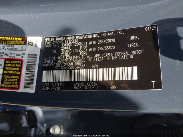 Toyota a25a-fxs 2025 5TDACAB55SS044389 Image 9