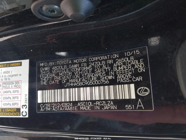 Lexus 8ar-fts 2016 JTHHA5BC9G5000756 Image 9