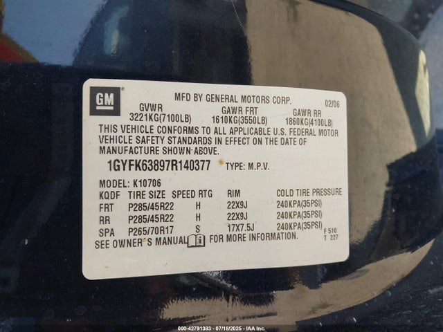 2007 CADILLAC ESCALADE 1GYFK63897R140377 Photo 8