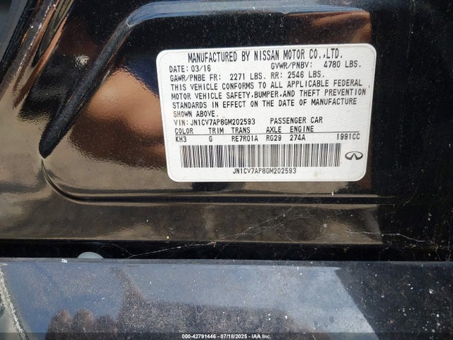 JN1CV7AP8GM202593 Infiniti Q50