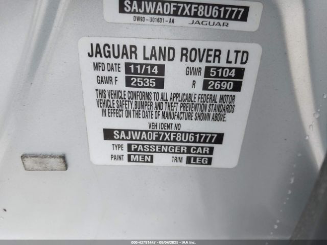 2015 JAGUAR XF SAJWA0F7XF8U61777 Photo 8