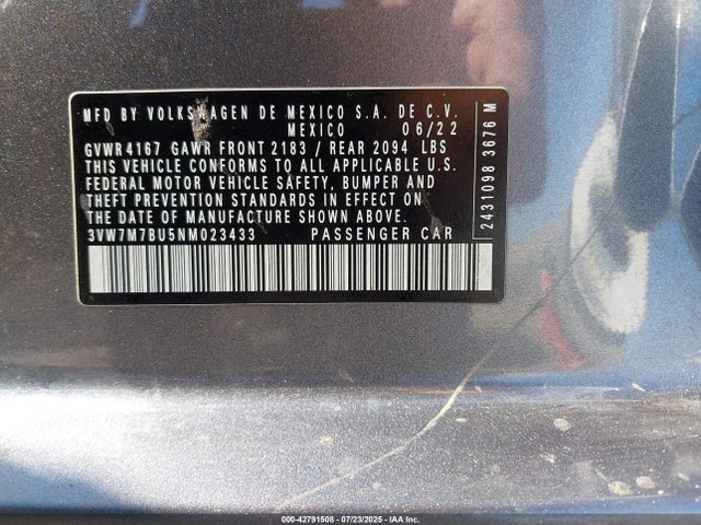 3VW7M7BU5NM023433 Volkswagen 1.5 tsi