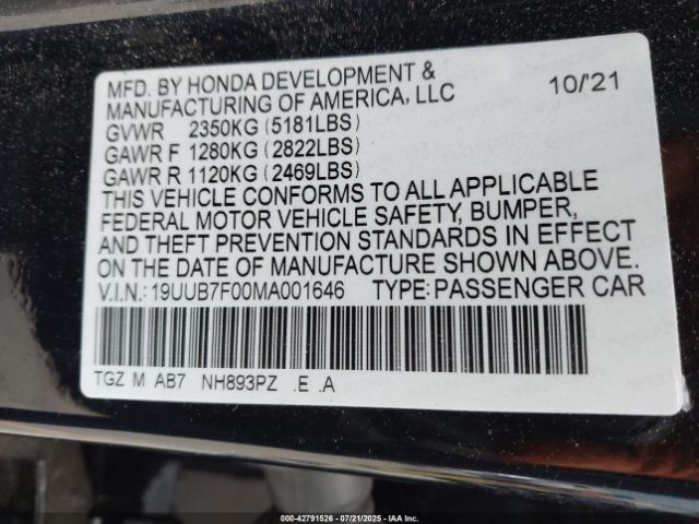 2021 ACURA TLX 19UUB7F00MA001646 Photo 8