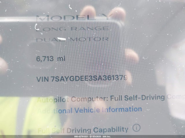 7SAYGDEE3SA361379 Tesla 2025