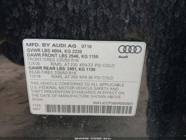 2017 AUDI Q3 WA1JCCFS6HR003931 Photo 8