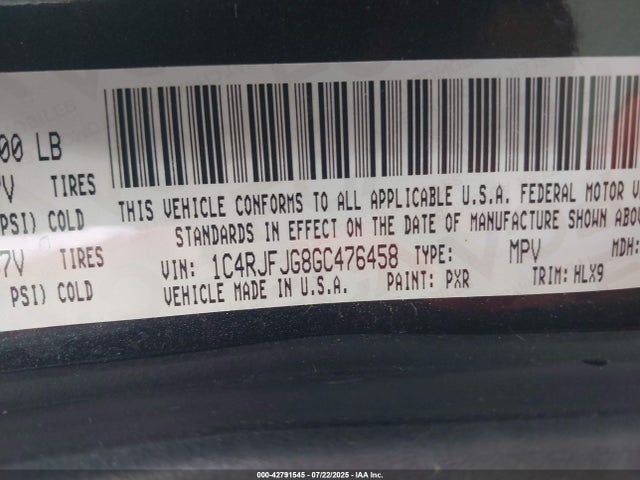1C4RJFJG8GC476458 Jeep 2016