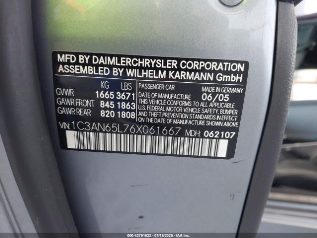 2006 CHRYSLER CROSSFIRE 1C3AN65L76X061667 Photo 8