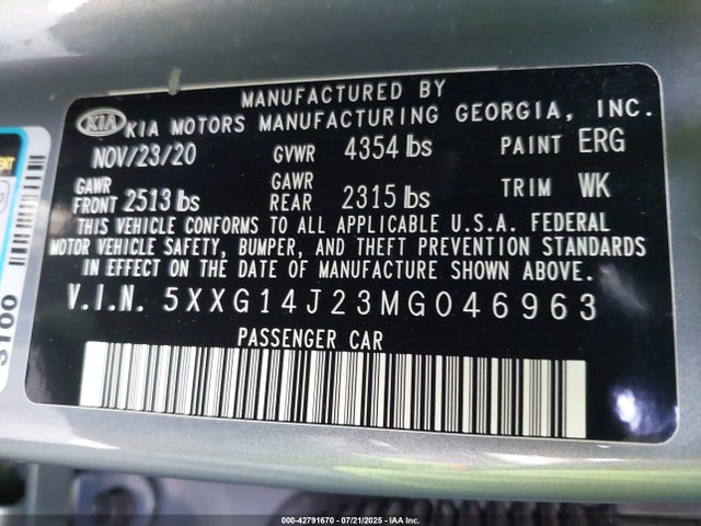 5XXG14J23MG046963 KIA t-gdi gamma ii