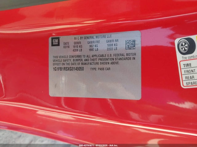 1G1FB1RSXG0149050 Chevrolet lgx - di: direct injection, vvt, alum, gen 2