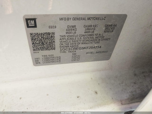 1GC1CREG5KF254714 Chevrolet l96 - e85 max, iron
