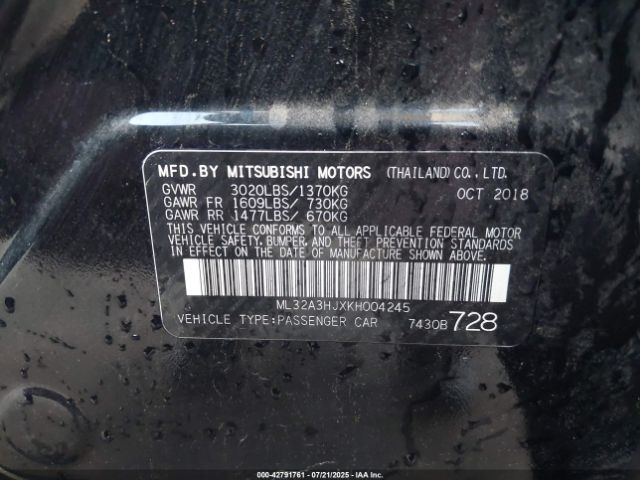 2019 MITSUBISHI MIRAGE ML32A3HJXKH004245 Photo 8