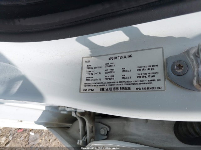 2020 TESLA MODEL 3 5YJ3E1EB6LF650486 Photo 8