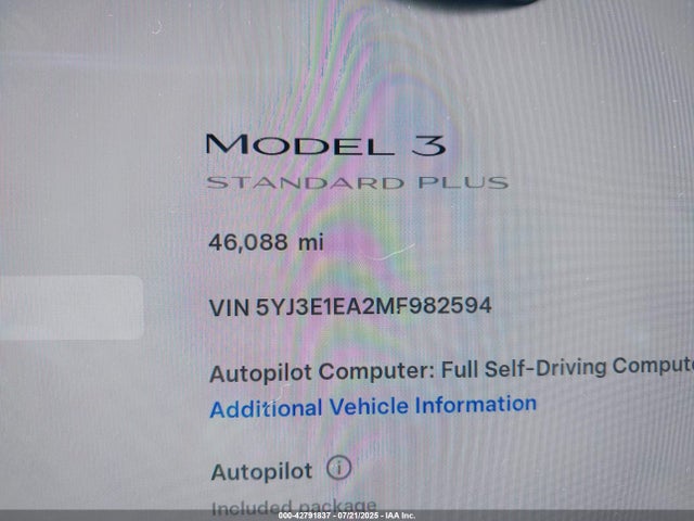 5YJ3E1EA2MF982594 Tesla MODEL 3