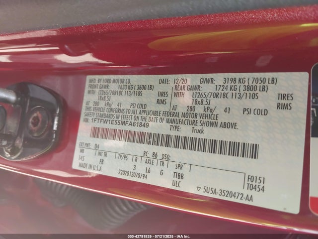 Ford 4v 2021 1FTFW1E55MFA61849 Image 9