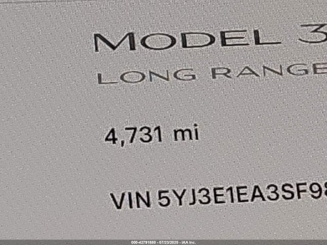 5YJ3E1EA3SF980351 Tesla MODEL 3