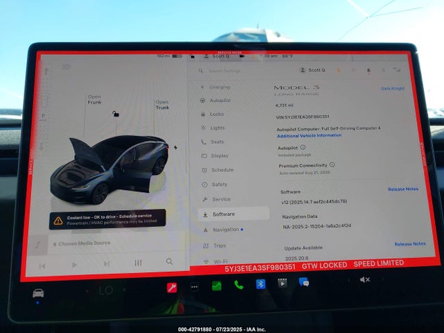 5YJ3E1EA3SF980351 Tesla MODEL 3