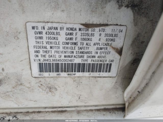 2005 ACURA TSX JH4CL96845C002487 Photo 8