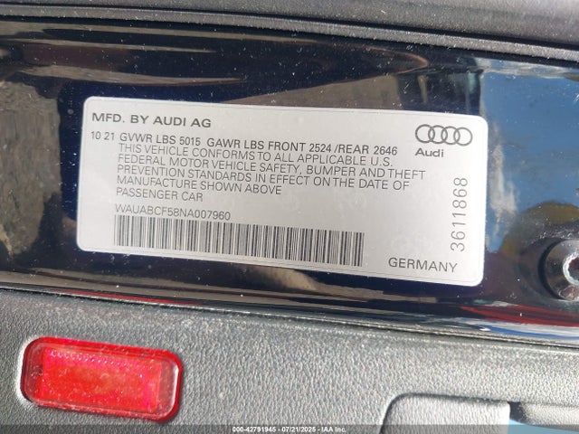 2022 AUDI A5 SPORTBACK WAUABCF58NA007960 Photo 8