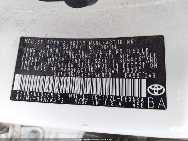 Toyota 2zr-fe 2014 5YFBURHE4EP156850 Image 9
