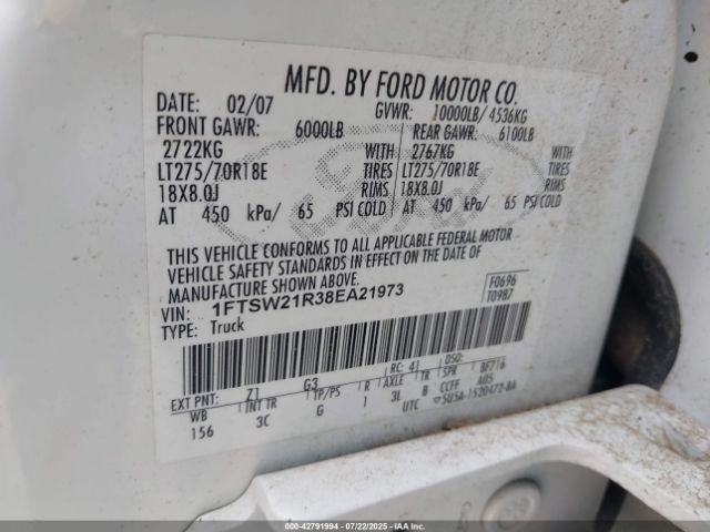 2008 FORD F-250 1FTSW21R38EA21973 Photo 8