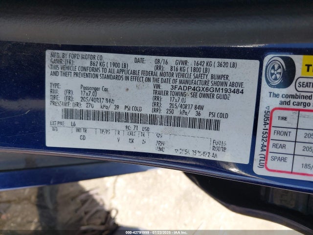 3FADP4GX6GM193484 Ford 1.6l gtdi