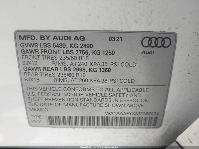 2021 AUDI Q5 WA1AAAFYXM2068024 Photo 8