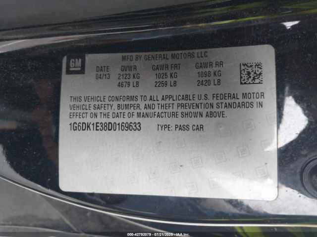 2013 CADILLAC CTS 1G6DK1E38D0169633 Photo 8