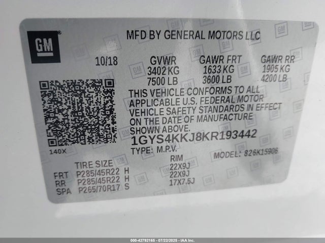 2019 CADILLAC ESCALADE ESV 1GYS4KKJ8KR193442 Photo 8
