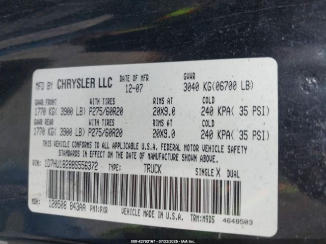 2008 DODGE RAM 1500 1D7HU18288S556372 Photo 8