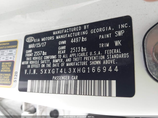 5XXGT4L3XHG166944 KIA g 2.4 dohc gdi