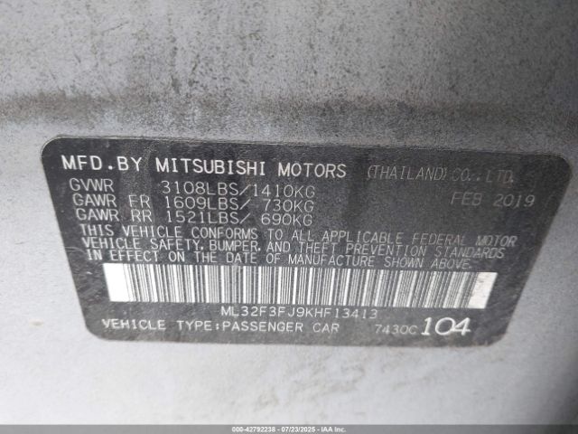 2019 MITSUBISHI MIRAGE G4 ML32F3FJ9KHF13413 Photo 8