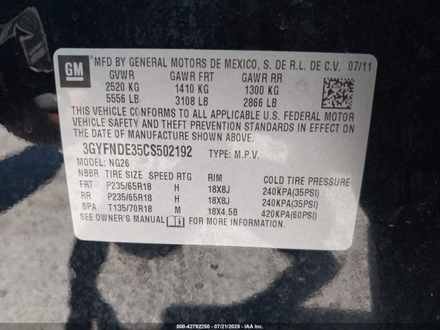 2012 CADILLAC SRX 3GYFNDE35CS502192 Photo 8