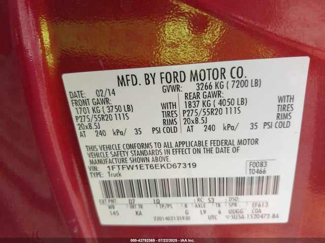 1FTFW1ET6EKD67319 Ford F-150