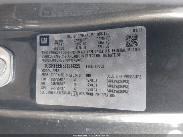 1GCRTEEN3J1214329 Chevrolet lg2 - di: direct injection, vvt: variable valve timing, alum, var2, gen2